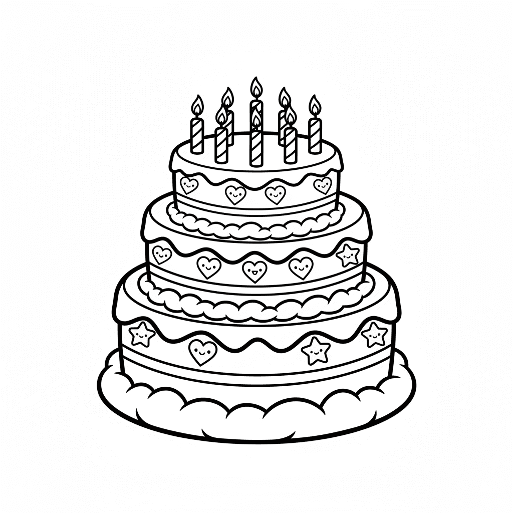 생일 케이크 색칠공부